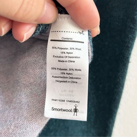 Smartwool Womens Shadow Pine Colorblock Sweater in Mist Blue/Twilight Marl - XS - Picture 5 of 9